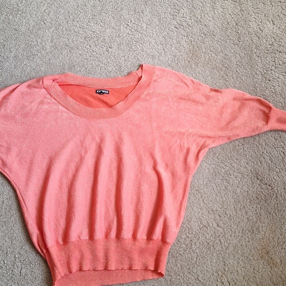 🎁Express Off-the-Shoulder Coral Sweater Size Small - Picture 9 of 9